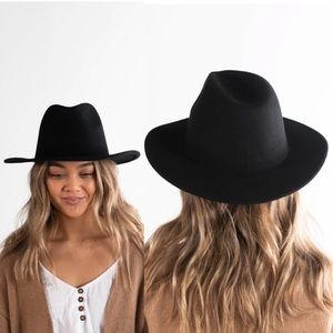 Gigi Pip Leo Wavy Fedora 100% Wool Black Hat